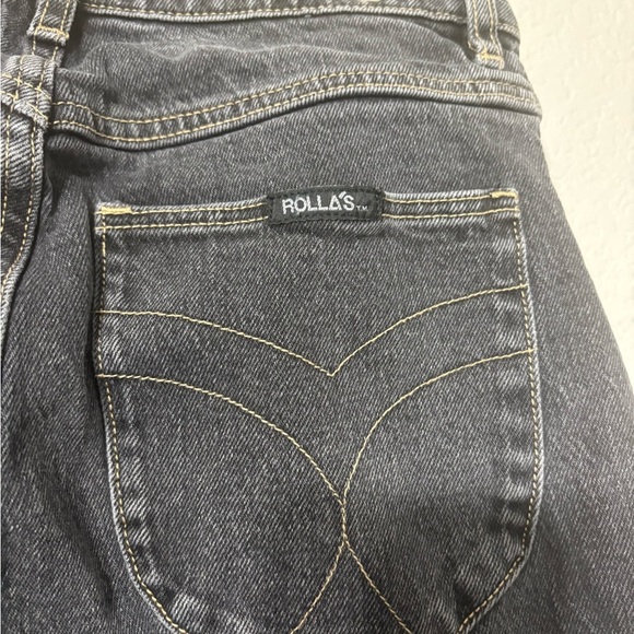 ROLLA'S Classic Flare Crop in Shadow.  Charcoal Washed Black Denim. Raw Hem. - Picture 5 of 11